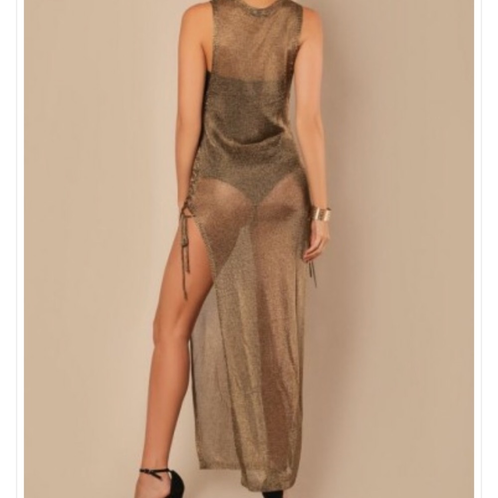 SOLD OUT Gold net sheer metallic dress